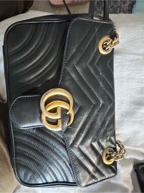 GG marmont leather gucci Quilted cross body bag AUTHENTIC